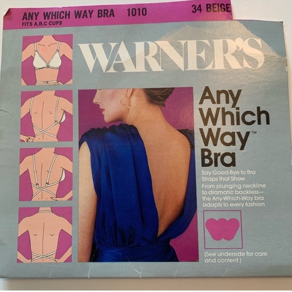 Vintage Warner’s Any Which Way Wire Free Cream Triangle Wrap Bralette 36 A B C - Picture 12 of 13